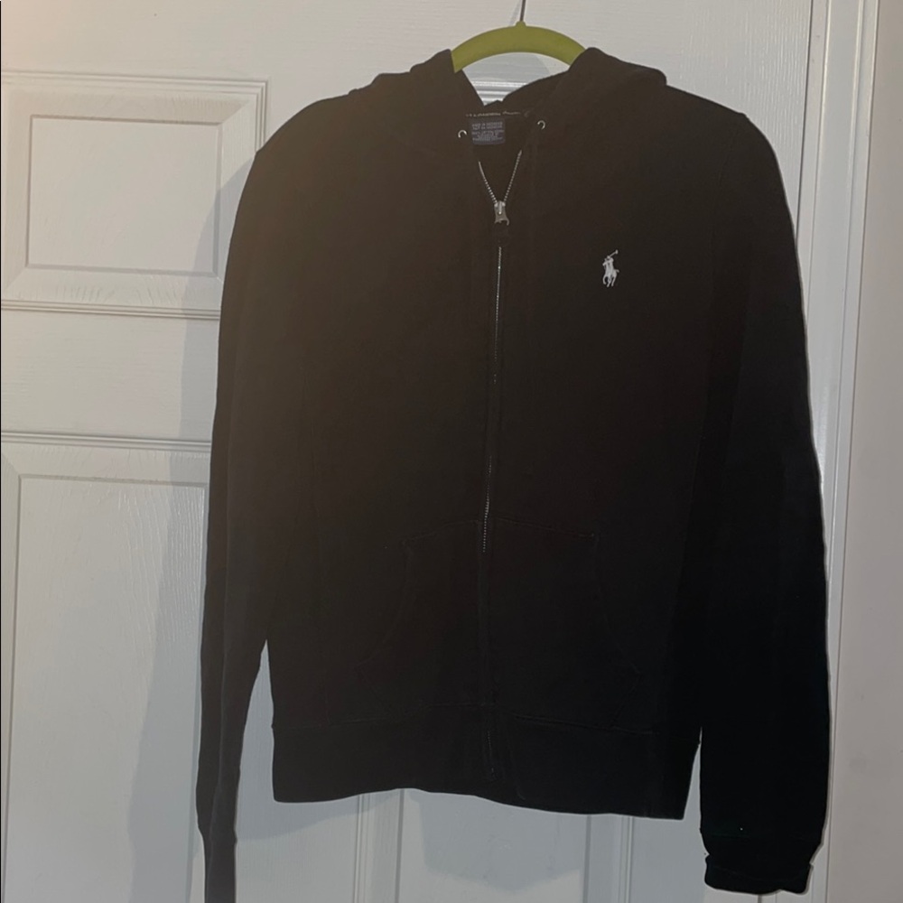 Black Zip-Up Hoodie with Logo